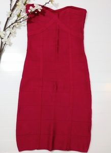 Bebe fuschia knit strapless bandage dress